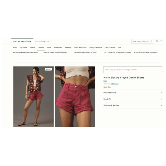 Anthropologie Pink Pilcro Slouchy Frayed Denim Shorts Size 27 New With T… - Picture 7 of 12